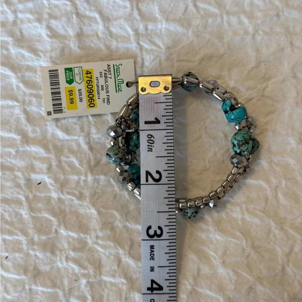 Turquoise & Silver Beaded Wrap Bracelet – NWT - Picture 8 of 8